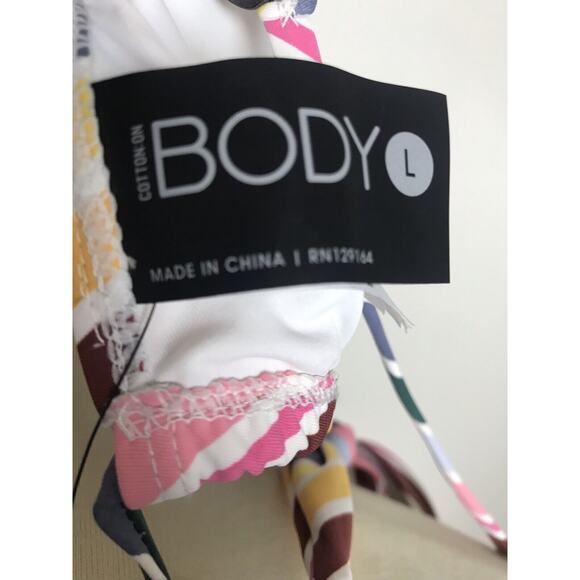 Cotton On Bikini Top Triangle Multicolor Striped Padded Swimwear - Picture 8 of 8